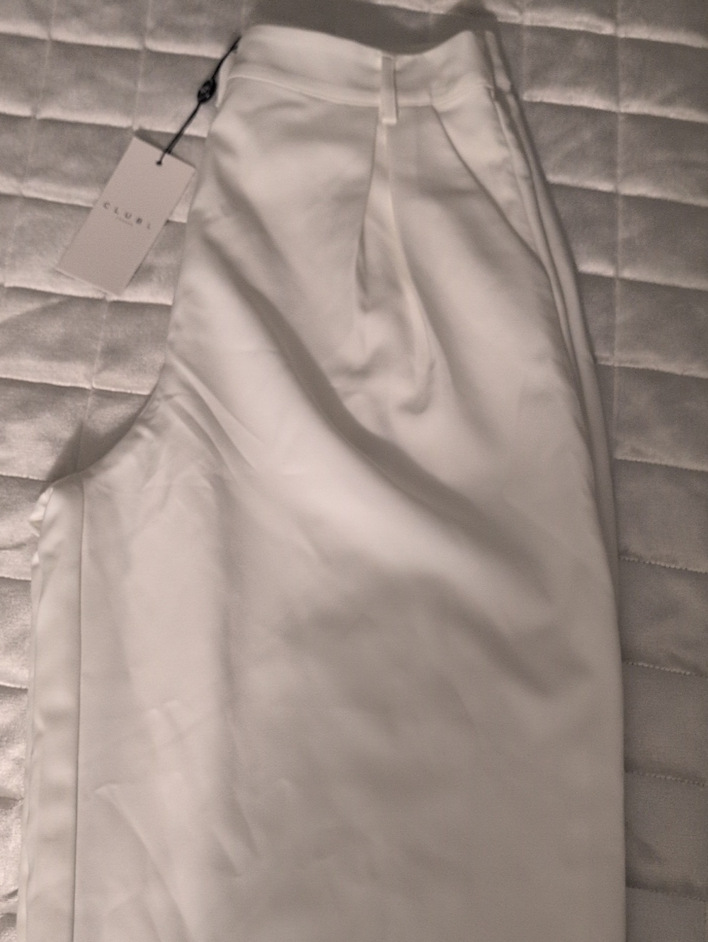 Club London White Wide Leg High-Rise Trousers